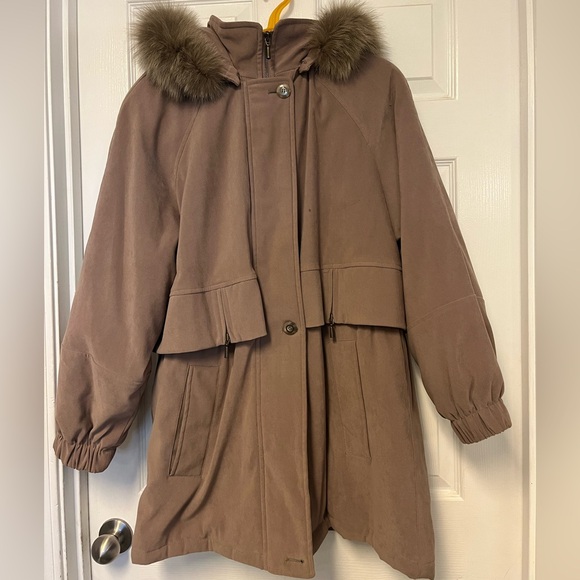 Fleet Street Women's Coat Zip Button Combo Rabbit Fur Trim Hood - Picture 1 of 14